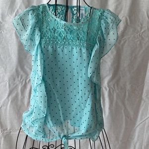 Arizona brand Girl’s teal polkadot shirt
